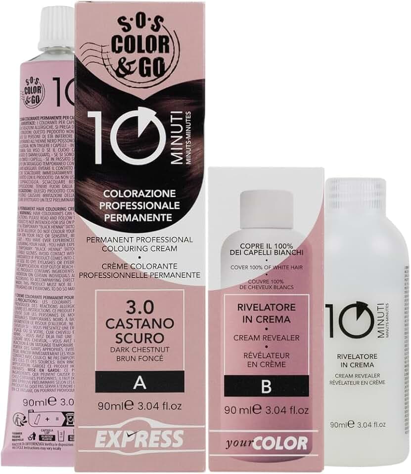 A ALAMA Professional Sos Color&Go set colorazione professionale permanente in 10 minuti - 3.0 Castano scuro