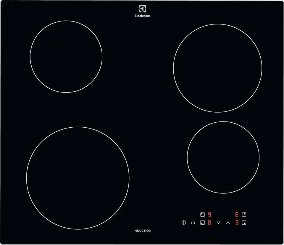 Electrolux Serie 300 Piano Cottura a Induzione da Incasso EIB60424CK, 4 Fuochi Rapidi, Comandi SliderTouch, Sicuro e Facile da Pulire, 60 cm, 590×520 mm, Nero, Design Moderno