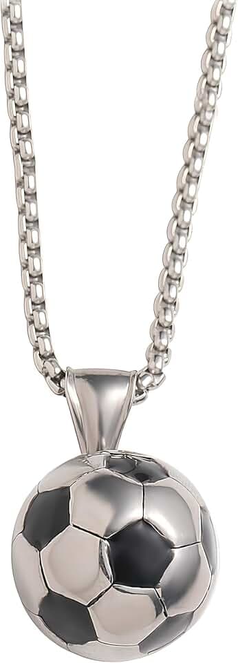 THXFUNAREA Fußball Anhänger Halskette Edelstahl, Halskette Unisex, Edelstahl, Fußballsachen Für Kinder, Weihnachten