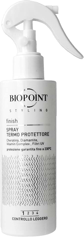 Biopoint Styling - Spray Termoprotettore Capelli, Protezione fino a 230° dal Calore di Phon, Piastra e Arricciacapelli, con Filtri UV, 200 ml