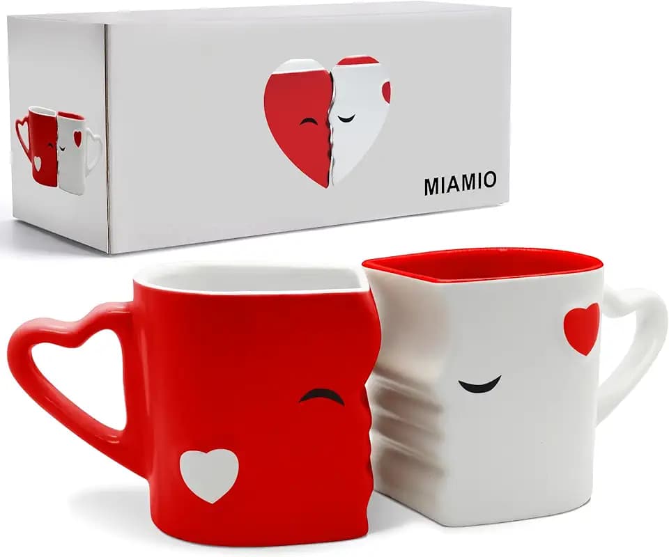 MIAMIO – Set di tazze da caffè in ceramica baci (rosso)