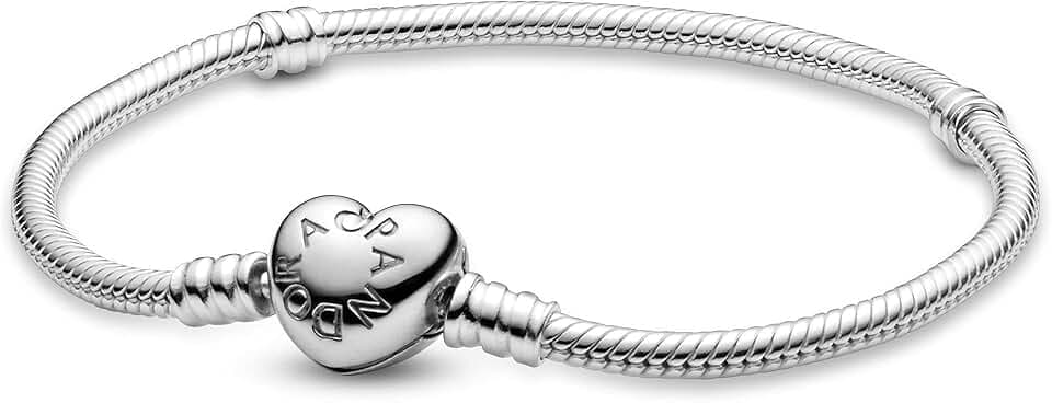 PANDORA Icons - Bracciale in argento, con maglia snake e chiusura a cuore