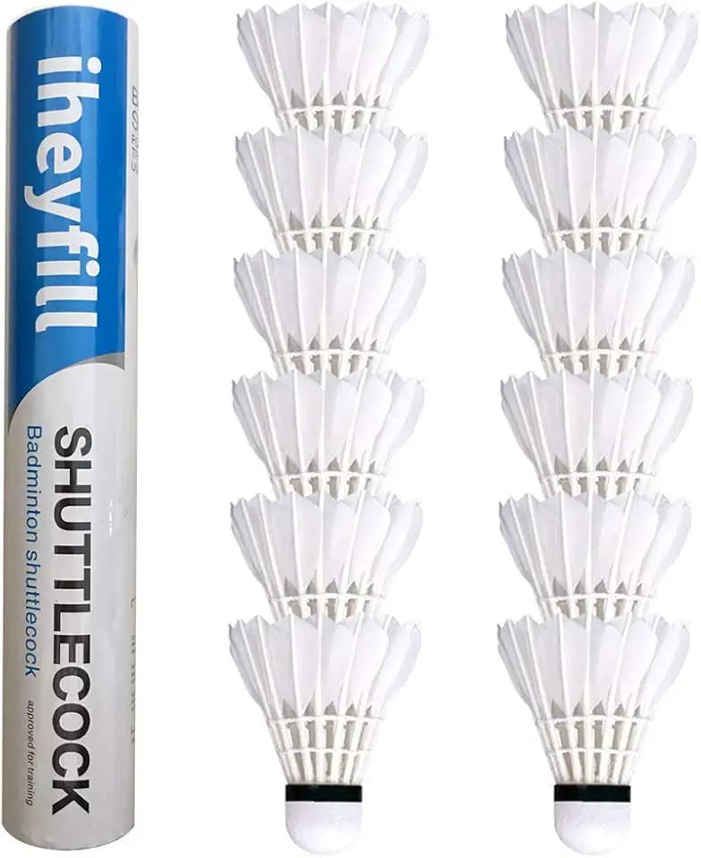 12 Pezzi Volani da Badminton, Piuma d'Oca Volani per Badminton Volano Shuttlecocks,palline da badminton con Grande Elasticità e Durata Badminton Palle