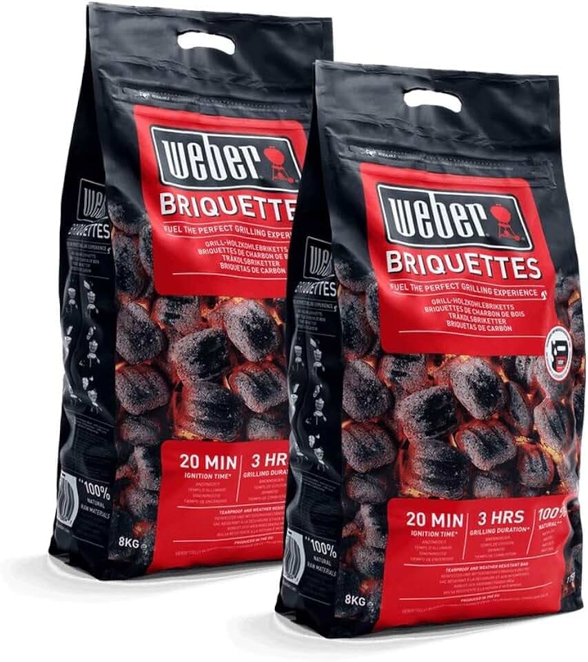 Sacco Bricchetti di carbone per Barbecue Weber 8 Kg cod.17591 - 2 Confezioni