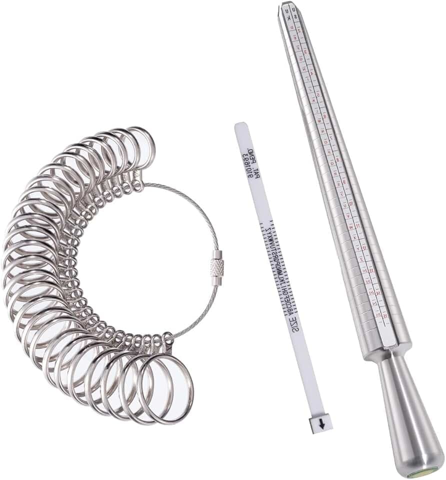 Meowoo Anello Mandrino Sizer Finger Mandrino Misuratore Anelli Dimensionamento Metro Dita Gauge Set Gioielli Strumenti Taglie Standard per Regno Unito, UE, USA e Svizzera