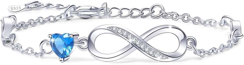 Tusuzik Regalo San Valentino per Lei, Bracciale Argento 925 per Lei, Braccialetti Argento Infinito Gioielli Regali per Moglie, Fidanzata o Mamma