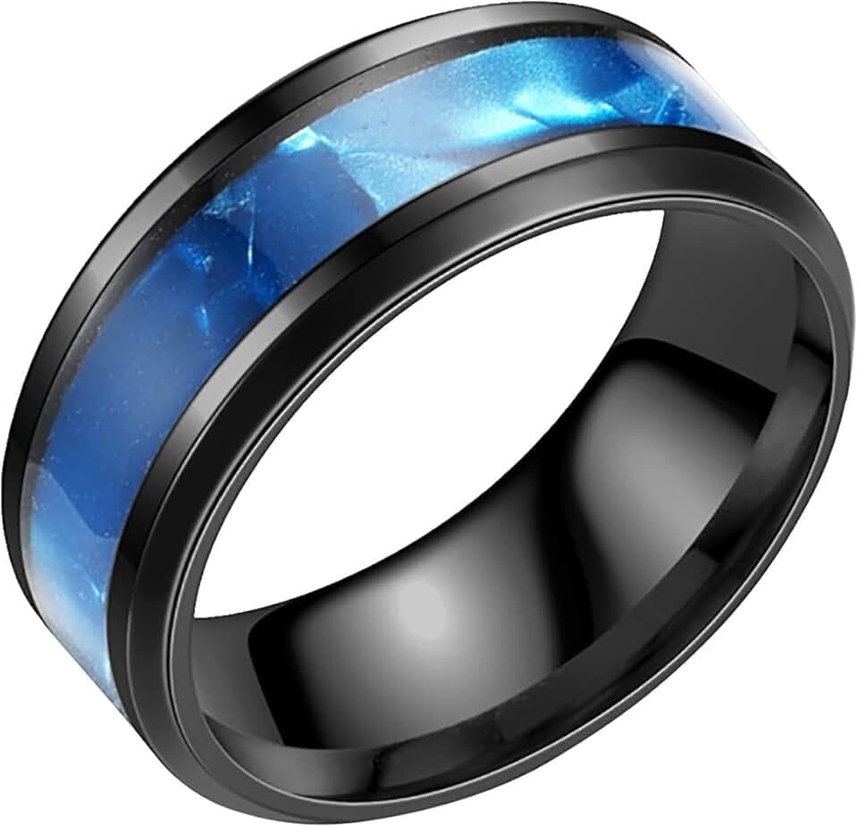 Generisch Anelli adolescenti ragazzi anello colorato in acciaio titanio per fidanzamenti moda coppia anelli neri uomo