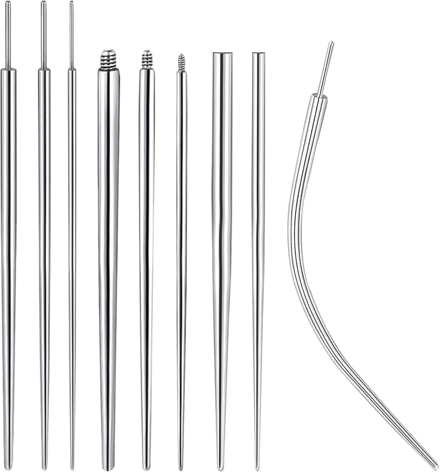 TYXHXTF 9 Pezzi Kit Piercing Piercing Taper Inserimento Permit Corpo Taper Acciaio Chirurgico Ago Cannula Piercing per Orecchio Naso Sopracciglio Labbro