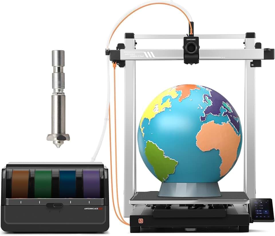 Anycubic Kobra 3 Max Combo Stampanti 3D,Dimensioni di Stampa 420*420*500mm, 600mm/s Stampa Multicolore Veloce,Asciugatura Stampa in uno Adatto a tutti Principali Filamenti,Realizza una Stampa Uniforme