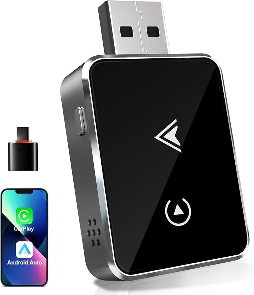 Adattatore Wireless 2-in-1 per CarPlay & Android Auto – Upgrade 2025, Adattatore USB/Type-C senza fili, Connessione Veloce e Stabile senza Ritardi, Compatibile con iOS 10+ e Android 11+