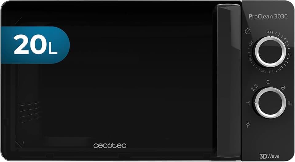 Cecotec Forno a Microonde ProClean 3030 da 20 Litri, 700 W, Rivestimento Ready2Clean, 6 livelli di funzionamento, Timer 30 min, Modalità scongelamento, Colore nero
