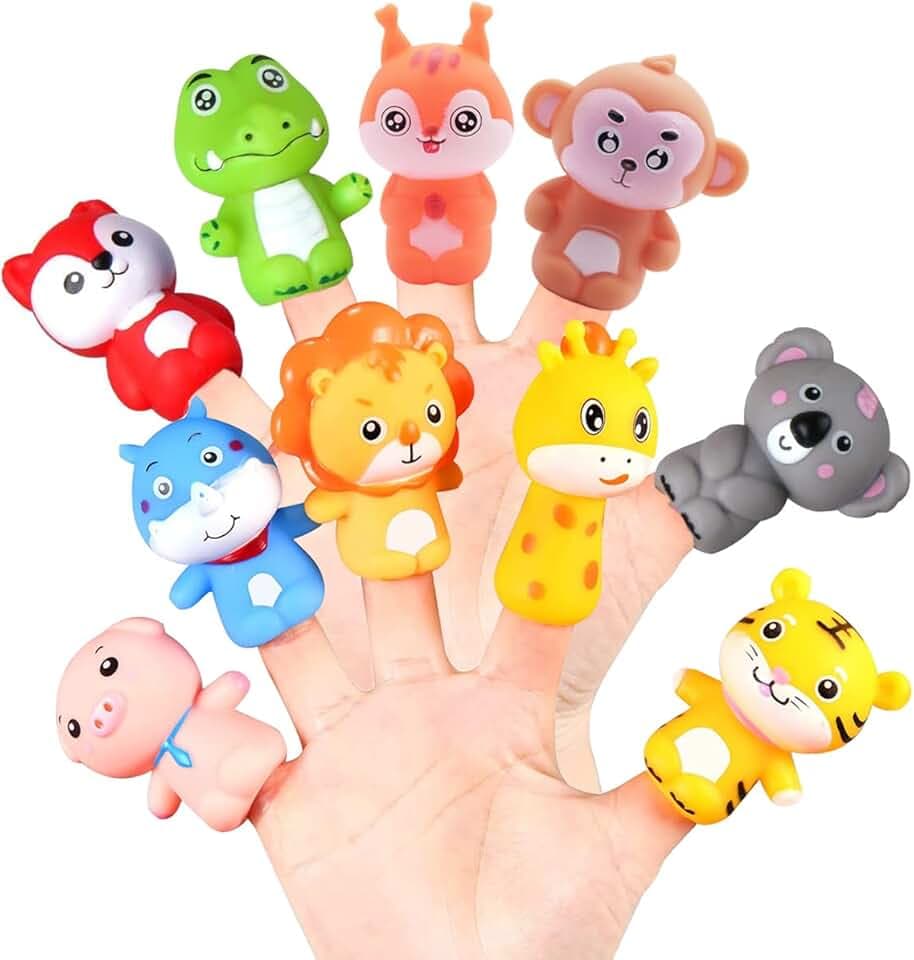 Set di 10 pupazzi con dita in gomma, regalo per bambini