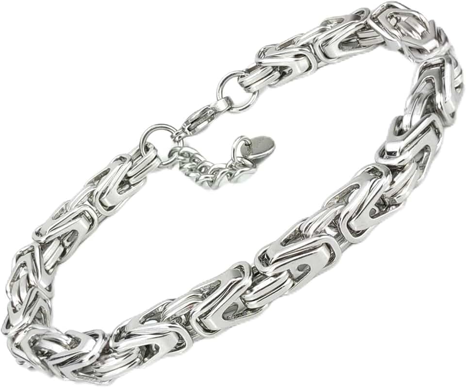 SAGA GIOIELLI Bracciale Uomo A Catena In Acciaio Inox Lunghezza 19,5 + 5 cm
