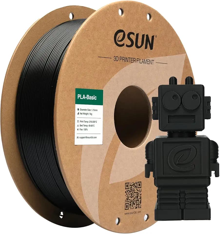 eSUN Filamento PLA 1,75 mm, filamento di Basic PLA per stampanti 3D Precisione dimensionale +/- 0,05 mm, bobina da 1 kg (2,2 libbre) Filamento PLA veloce per stampanti 3D, Nero