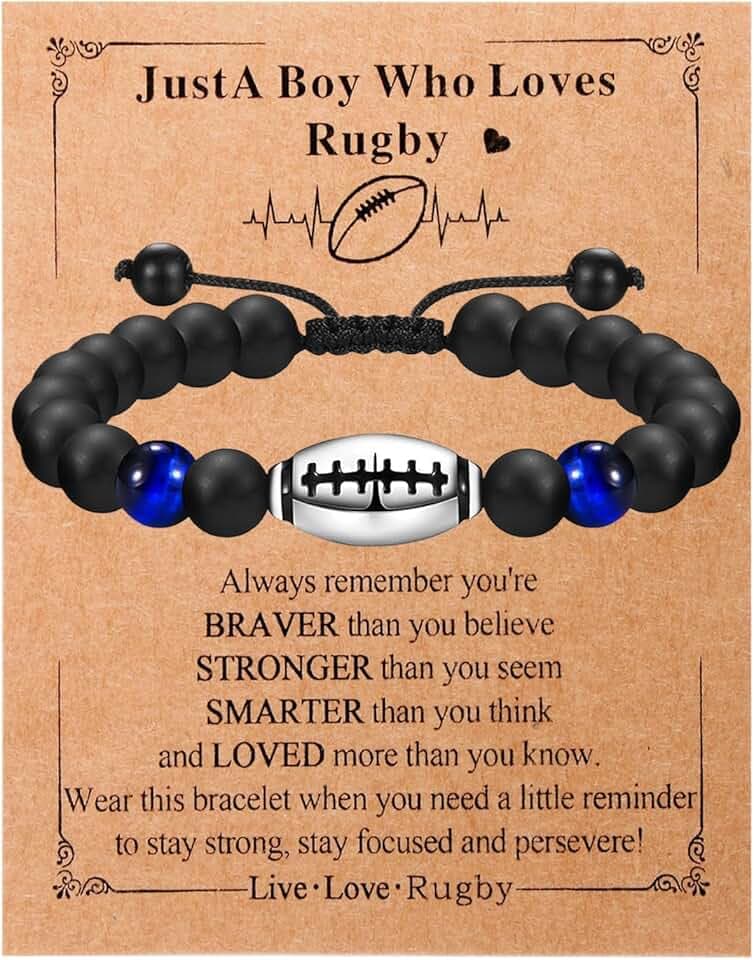 Garnirise Braccialetto da Rugby per Ragazzi e Uomini - Regalo per Fratello, Figlio, Nipote, Misura Unica