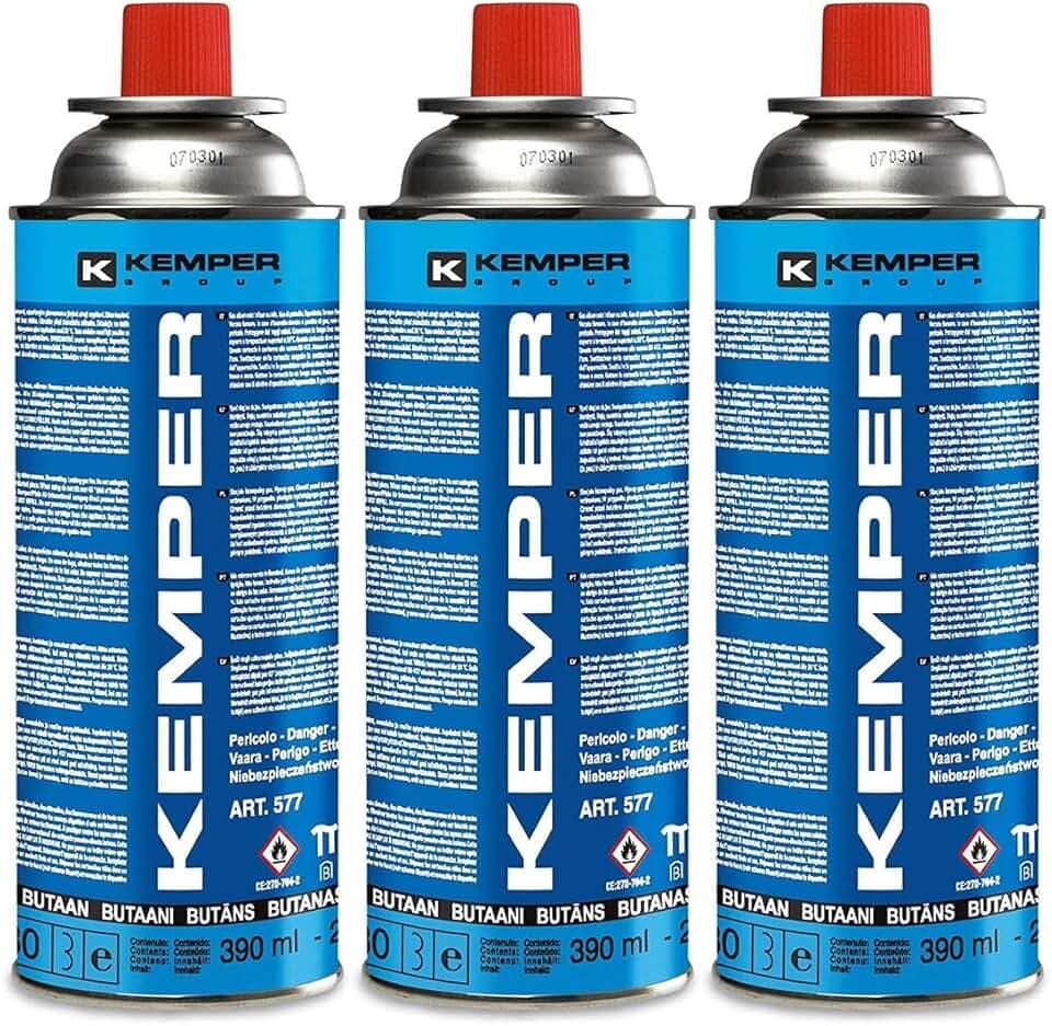 KEMPER - Cartouche gaz butane 220g Pack de 3 Bonbonnes de gaz UN2037 Bouteilles pour appareils à gaz