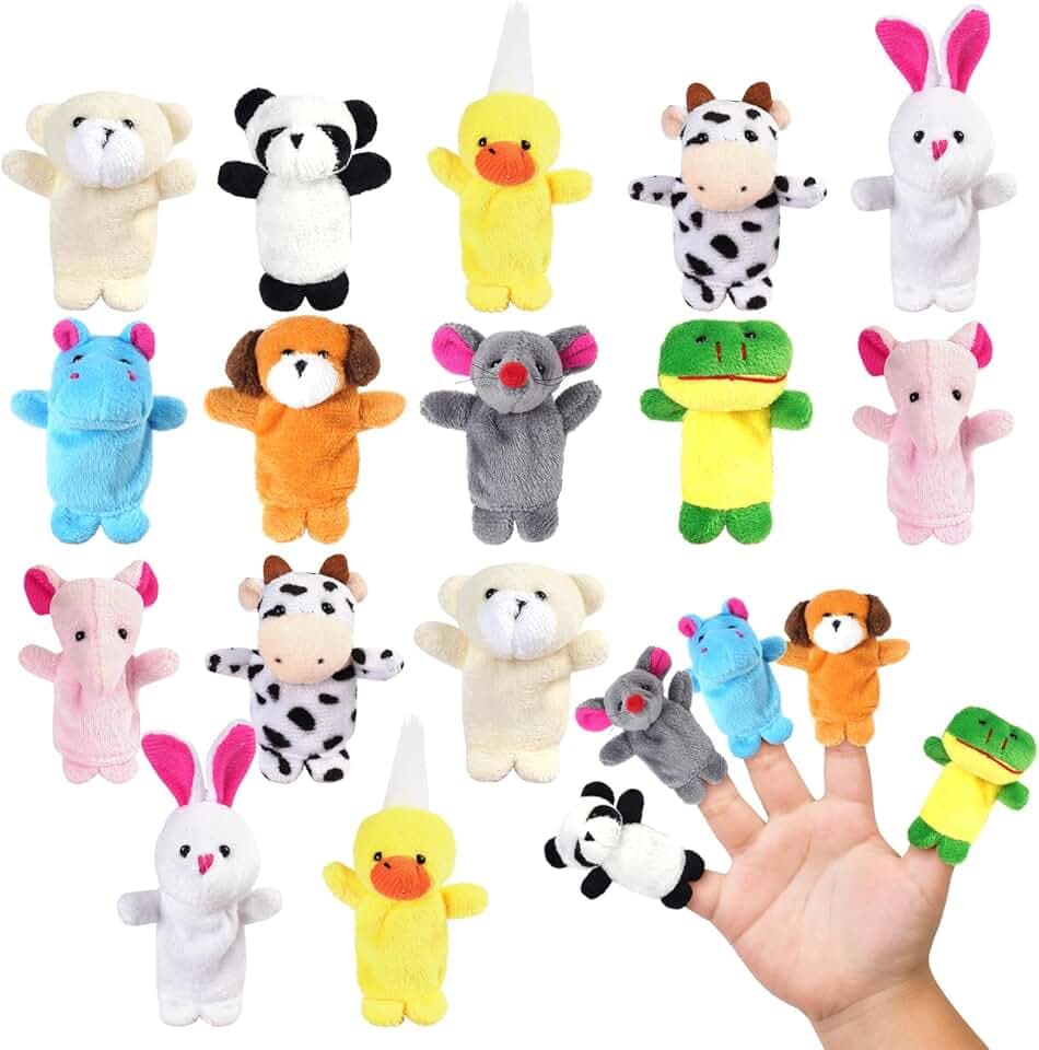 Ainiv 20pz Marionette da Dita, Burattini di Peluche per bambino, Egali da dito per Compleanno, Natale, Pasqua e Feste