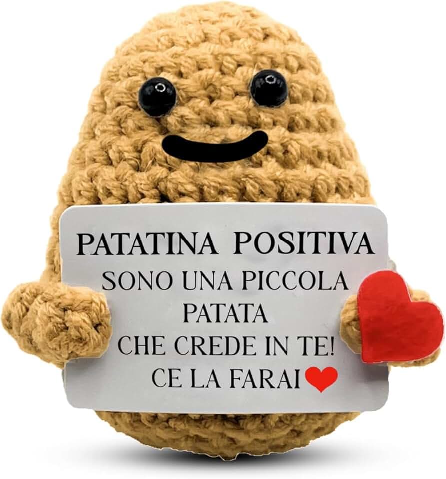 BigDaddy Patatina Positiva © con Messaggio Motivazionale - Peluche Patato Positiva Italiano - Patata Portafortuna e Motivazionale - Regalo Amica Speciale Originale - Idea Regalo Simpatica