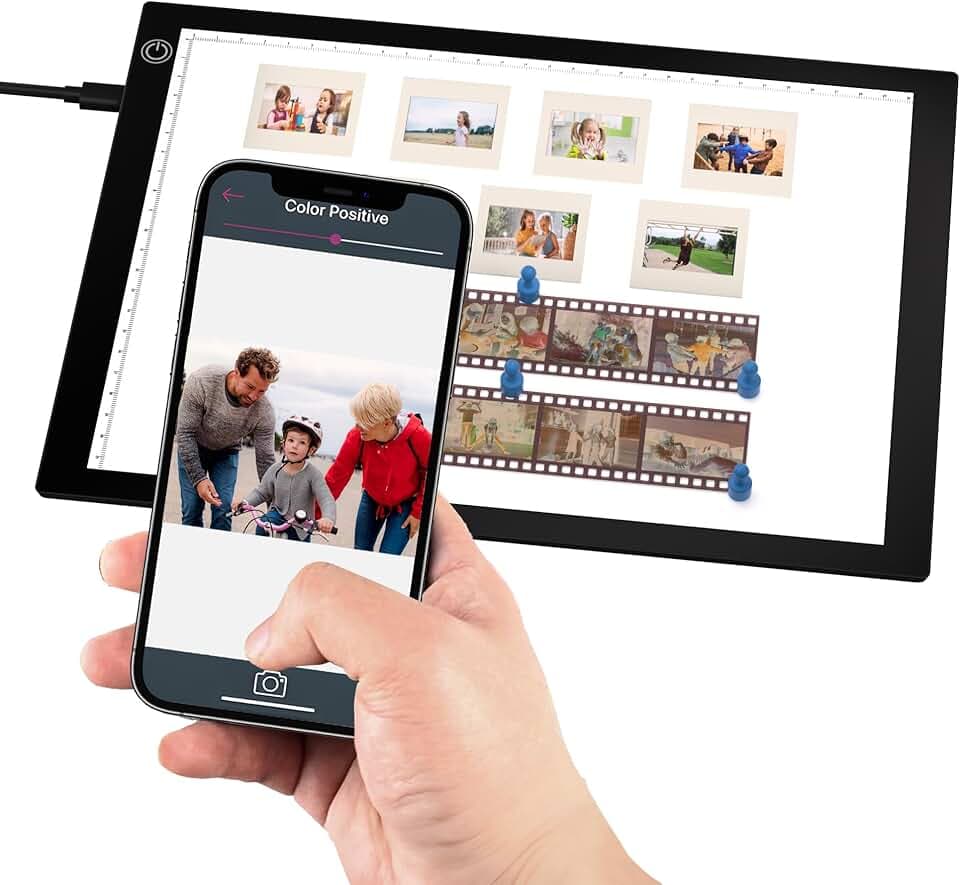 Diascanner - Pannello luminoso a LED ultra sottile, 12 x 9 pollici, negativo e diapositive per la digitalizzazione portatile - Converte diapositive da 35 mm in immagini digitali JPG per pellicole