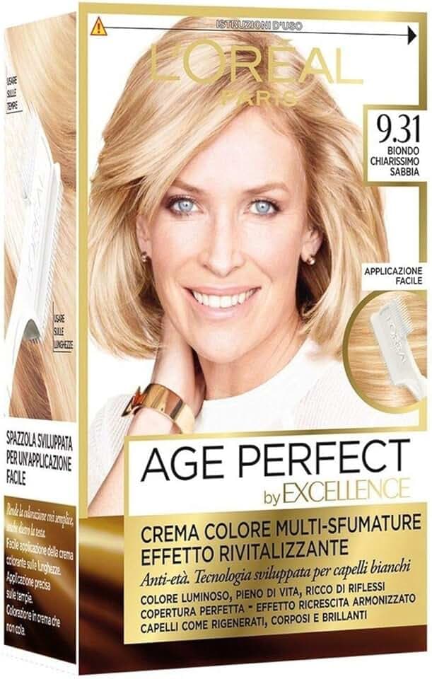 L'Oréal Paris Excellence Age Perfect Crema Colore Effetto Rivitalizzante, 9.31 Biondo Chiarissimo Sabbia