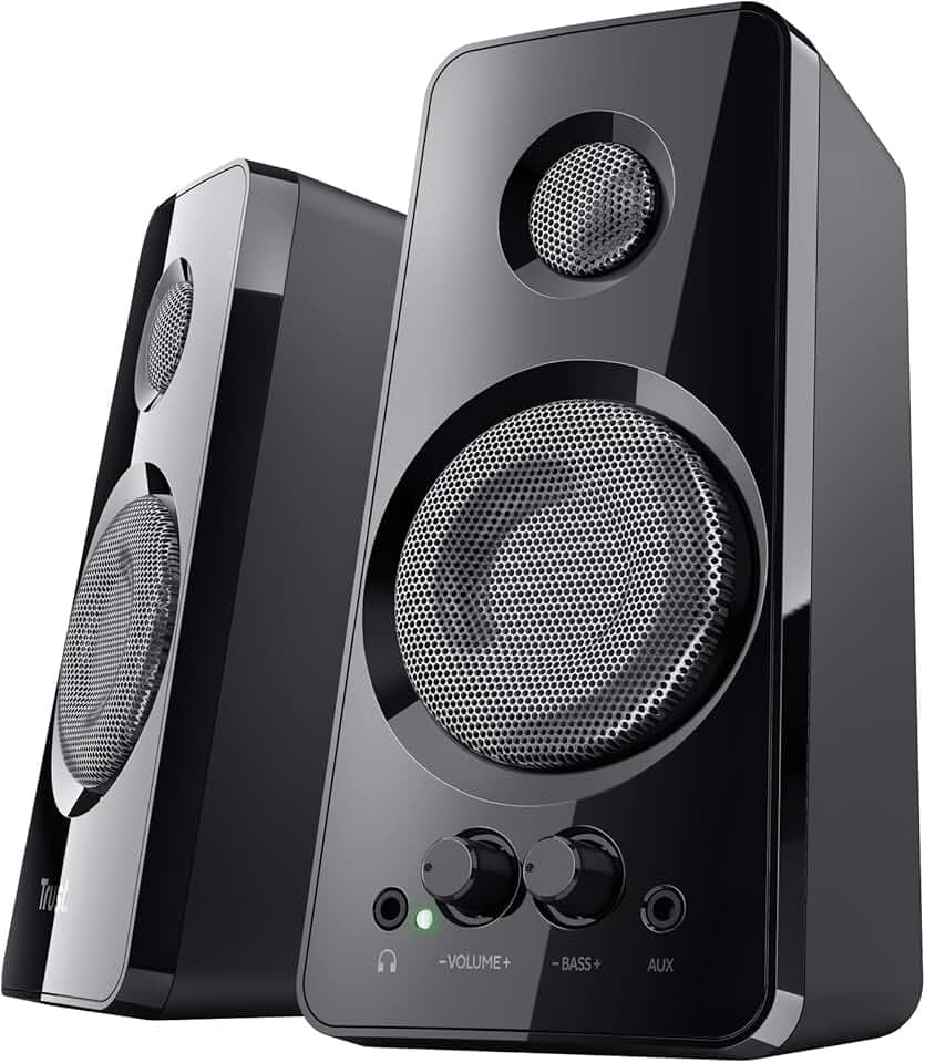 Trust Tytan Set di Casse per PC Fisso 2.0, 36 W, Altoparlanti con Alimentazione USB, Jack AUX 3.5 mm, Connessione Cuffie, Casse PC per Computer, Portatile, Tablet, Telefono - Nero