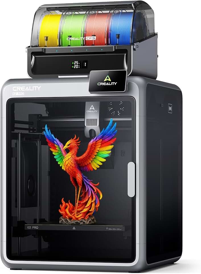 Creality K2 Pro Combo (A) Stampante 3D, Max 600 mm/s, Leveling Automatico Totale, Stampa Multicolore con CFS, Doppia Telecamera AI, Sistema Motore Step-servo, 300x300x300 mm