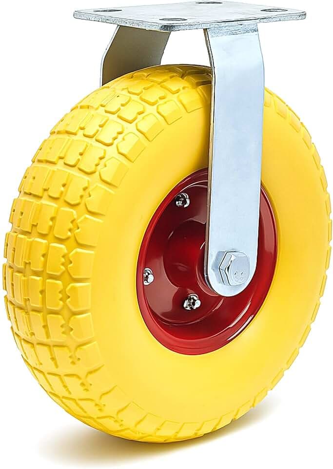 Wiltec Ruota fissa anti-foratura gialla 258x78mm max 150 kg con cerchio in metallo