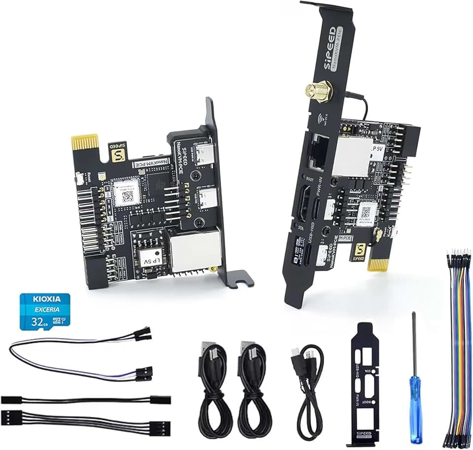 Sipeed, NanoKVM IP-KVM - Mini server di manutenzione controllo remoto, 1TOPS NPU 1GHz C906, computer a scheda singola RISC-V Linux, con connettore di rete HDMI 100M (NanoKVM-PCIe ETH+PoE)