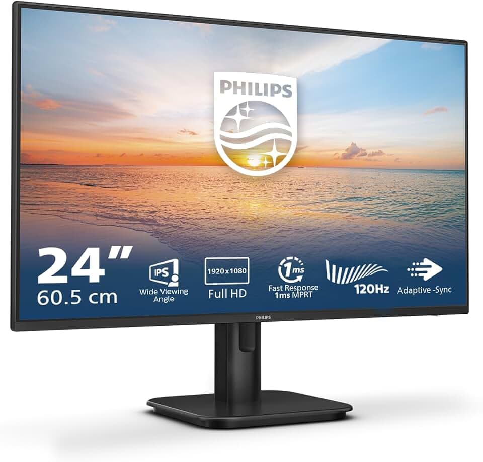 Philips 24E1N1100A Monitor 23.8 pollici FHD, 120Hz, IPS, 4ms GtG, Speakers, (1920x1080 HDMI 1x 1.4) nero