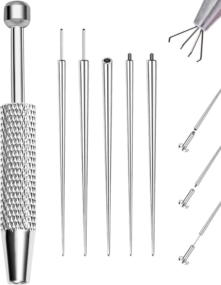 OUFER 6PCS Set di Presa a Sfera, Strumento di Apertura per Sfere di Piercing, 16G 18G Piercing Guiding Needle Tool, Chirurgenstahl Accessori per Piercing a Orecchio e Naso Labret ClimeCo Certified
