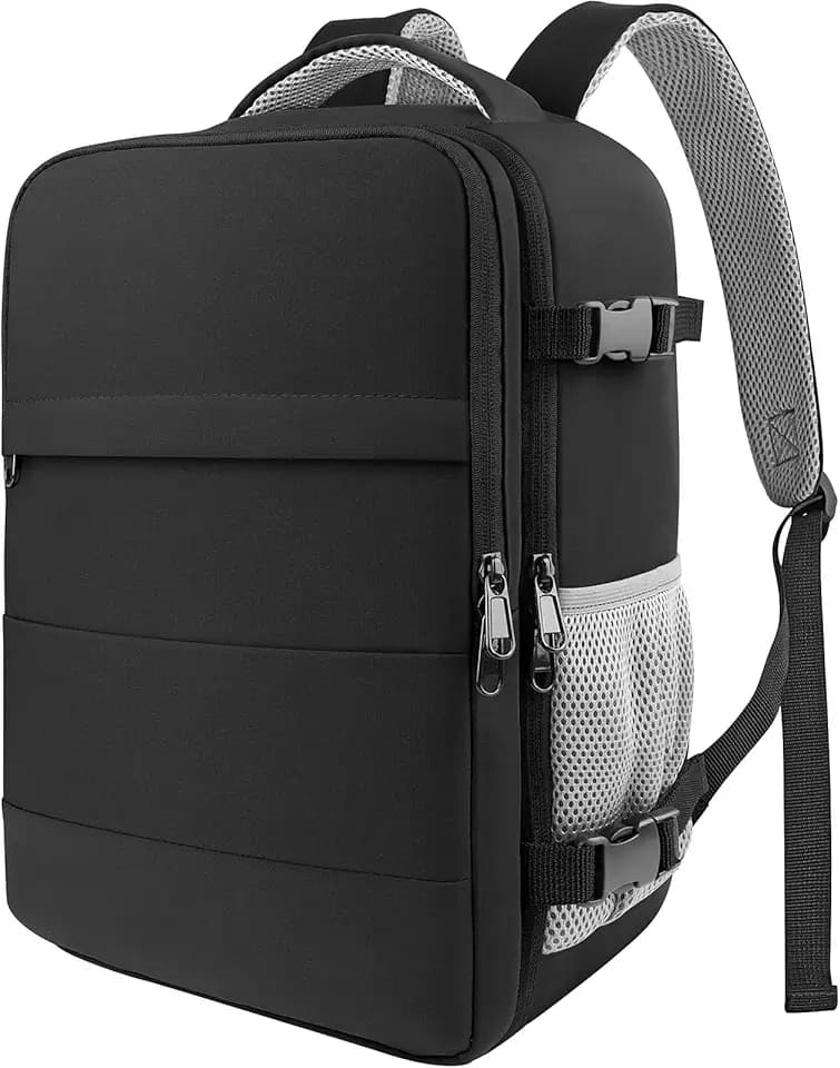 HOTOR Zaino Ryanair 40x20x25 - Zaino da Viaggio Porta PC di Grande Capacità, Multi-Tasca, Bagaglio a Mano Compatibile Ryanair per Uomo e Donna, per Pendolarismo, Viaggi in Aereo e Trekking, Nero