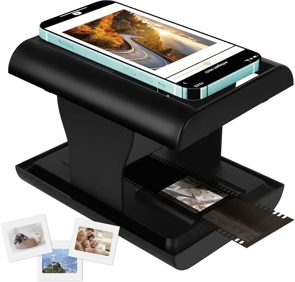 Scanner Diapositive e Negativi, Scanner Portatile Pieghevole per Pellicole da 35mm, Converti Negativi e Diapositive in Foto con Smartphone, con Illuminazione a LED