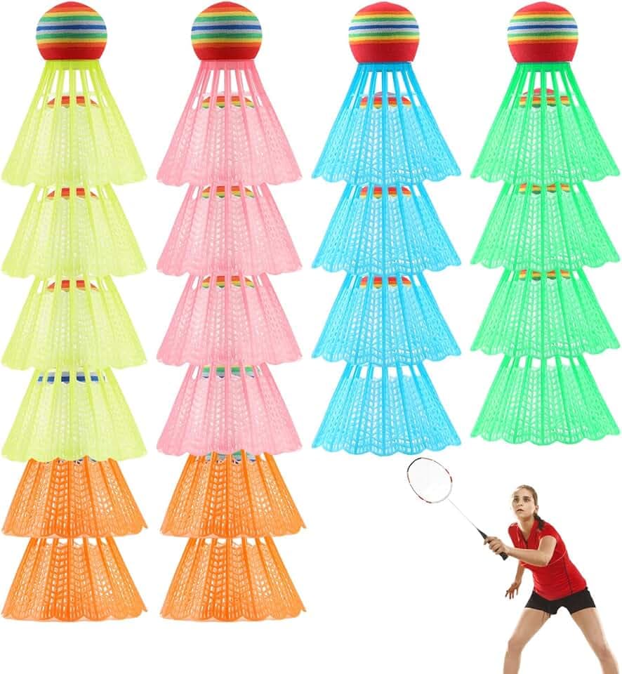 chenyu 20 Pezzi Volano Badminton Volani Plastica Badminton Colori Palline da Badminton Stalla e Durevole Palle di Badminton per Allenamento e Competizione Interni e Esterni Sport