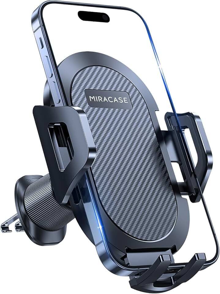Miracase Porta Cellulare Auto [Nuovo Doppio Gancio in Acciaio] Supporto Telefono Auto Porta Telefono per Presa D'aria Compatibile con iPhone 16/15/14 Samsung Xiaomi e Altri Smartphones Series Global Recycled Standard