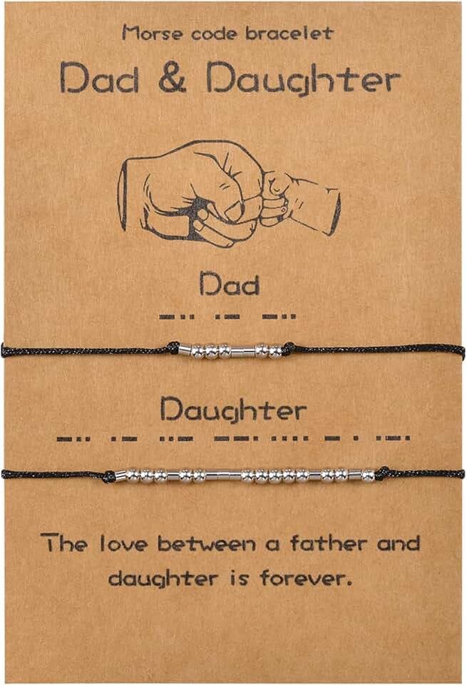 VU100 2/3/4 Codice Morse Bracciale Set Regalo Festa del Papà Regalo Gioielli Fatti A Mano Formato Regolabile Fatto A Mano per Papà Mamma Figlio Figlia Famiglia