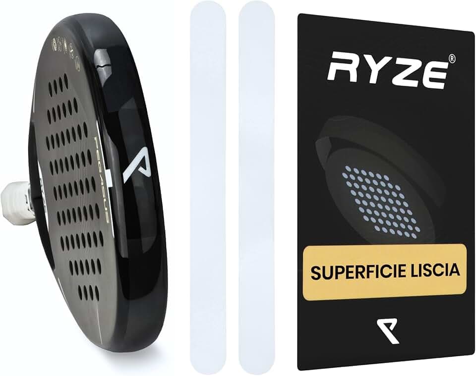 RYZE Protezione Racchetta Padel Trasparente - Superficie Liscia - Paracolpi Racchetta Padel in Confezione da 2 - Paracolpi Padel Resistente e Elastico - Facile da Applicare - Minime Bolle d'Aria