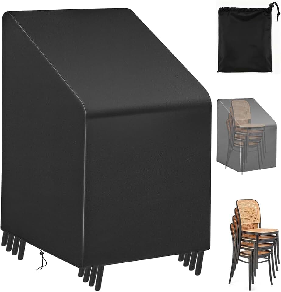 Copertura per sedie da giardino, Copertura Sedie Esterno Impermeabile in tessuto Oxford 210D, Telo Coprisedie da Giardino Neve Pioggia Antivento Polvere Raggi UV 65*65*80/120cm