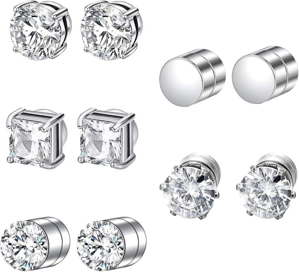 DMNQ 5 Paia Orecchini Magnetici Donna e Uomo - Orecchini Finti Con Calamita 6 Mm