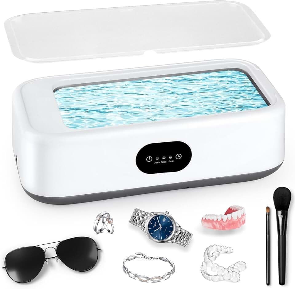 MXTIMWAN Pulitore Ultrasuoni 640ml, 49kHz Lavatrice Ultrasuoni Occhiali, 40w Pulitore Ultrasuoni Portatile, con 3 modalità di Pulizia, Funzione Touch