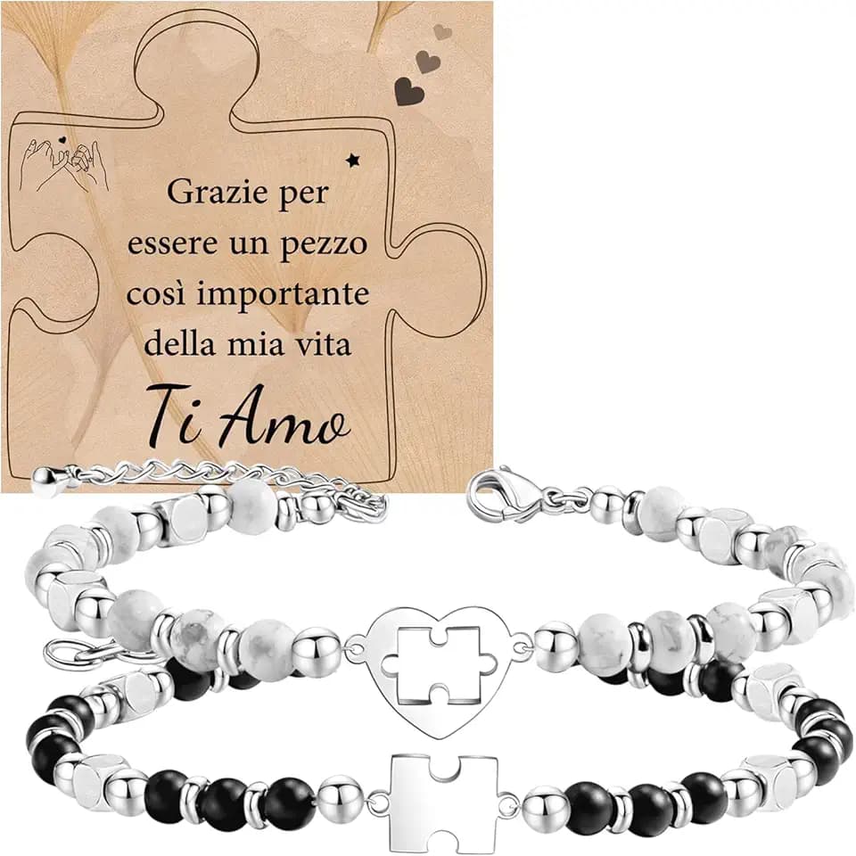 Cheerslife Idee Regalo Donna Uomo Natale, Regalo Anniversario San Valentino per Lui Lei, Bracciale Puzzle Amore Romantico Regalo Compleanno per Fidanzata Fidanzato Marito Moglie Coppia Sorella Amica