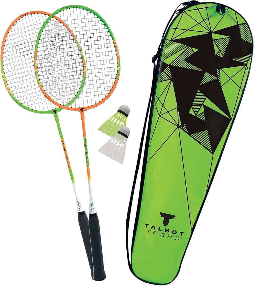 Talbot Torro Set da Badminton 2-Attacker, 2 Racchette, 2 Volani, in Una Borsa di qualità
