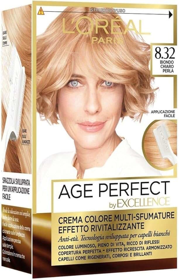 L'Oréal Paris Excellence Age Perfect Crema Colore Effetto Rivitalizzante, 8.32 Biondo Chiaro Perla