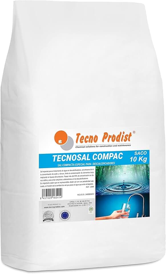 TECNOSAL COMPAC (Sacco 10 Kg) Sale per Decalcificatore di Tecno Prodist | Sale per Addolcitore | Sale in Pastiglie di Facile Applicazione, Massimo Comfort