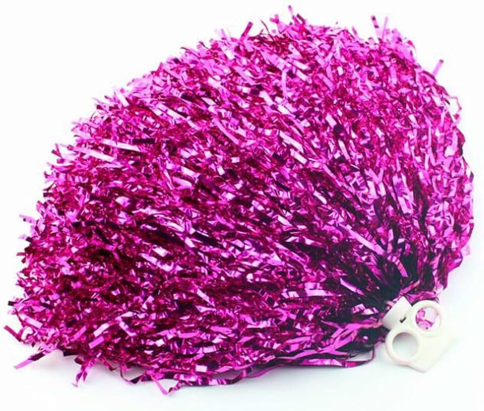 2 pompon da 30 cm, da cheerleader, da cheerleader, accessori per feste sportive, balli, feste, eventi aziendali (rosso rosa)