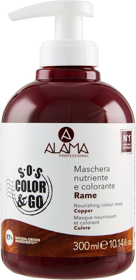 A ALAMA Professional Alama SOS Color&GO Maschera Colorante Non Permanente Rame per Capelli Naturali, Colorati e Con Mèches, Nutriente e Tonalizzante, Senza Ammoniaca, 300 ml