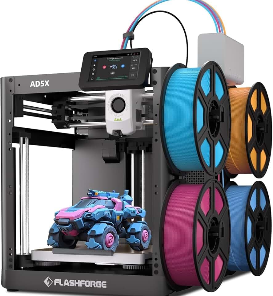 Stampante 3D Flashforge Adventurer 5X con Stampa Multicolore, Personalizzabile con IFS,Multimateriale AD5X Stampante 3D, Velocità Massima: 600 mm/s,Ricarica Automatica del Filamento da 4 kg