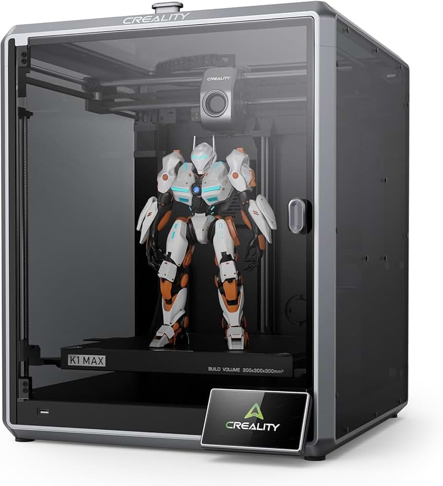 Creality K1 Max Stampante 3D Pronta, Max 600 mm/s, AI Camera, AI LiDAR, Livellamento Automatico, Doppio Raffreddamento, 300x300x300mm per Uffici, Aziendee Fai-da-te