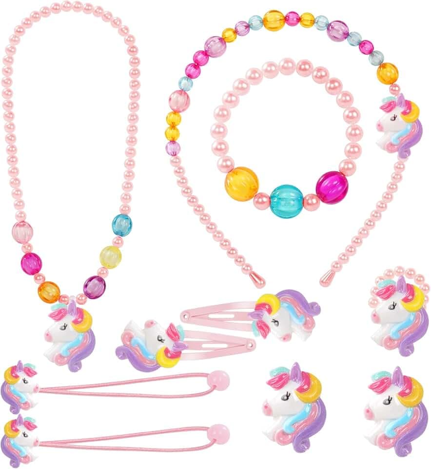 OSDUE Girls Regalo Set,Collana Bracciale Orecchini Anelli, Principessa Kit Gioielli Forniture Feste Accessori Regalo Compleanno