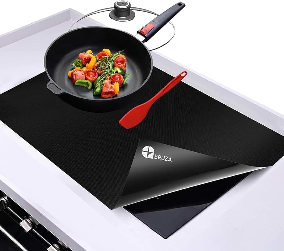 BRUZA Tappetino Protettivo per Piano Cottura a Induzione, Pad Antiscivolo e Riutilizzabile per Piastra a Induzione, Copri Piano Cottura in Silicone, Protezione Antigraffio