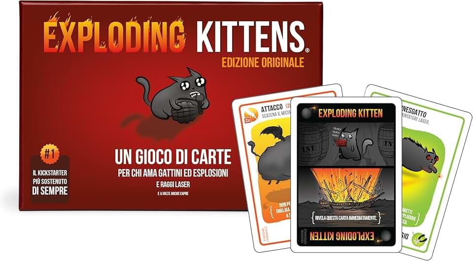 Asmodee - Exploding Kittens - Carte da Gioco, Gioco da tavolo e Party Game, 2-5 Giocatori, 7+ Anni, 15 min, Edizione in Italiano